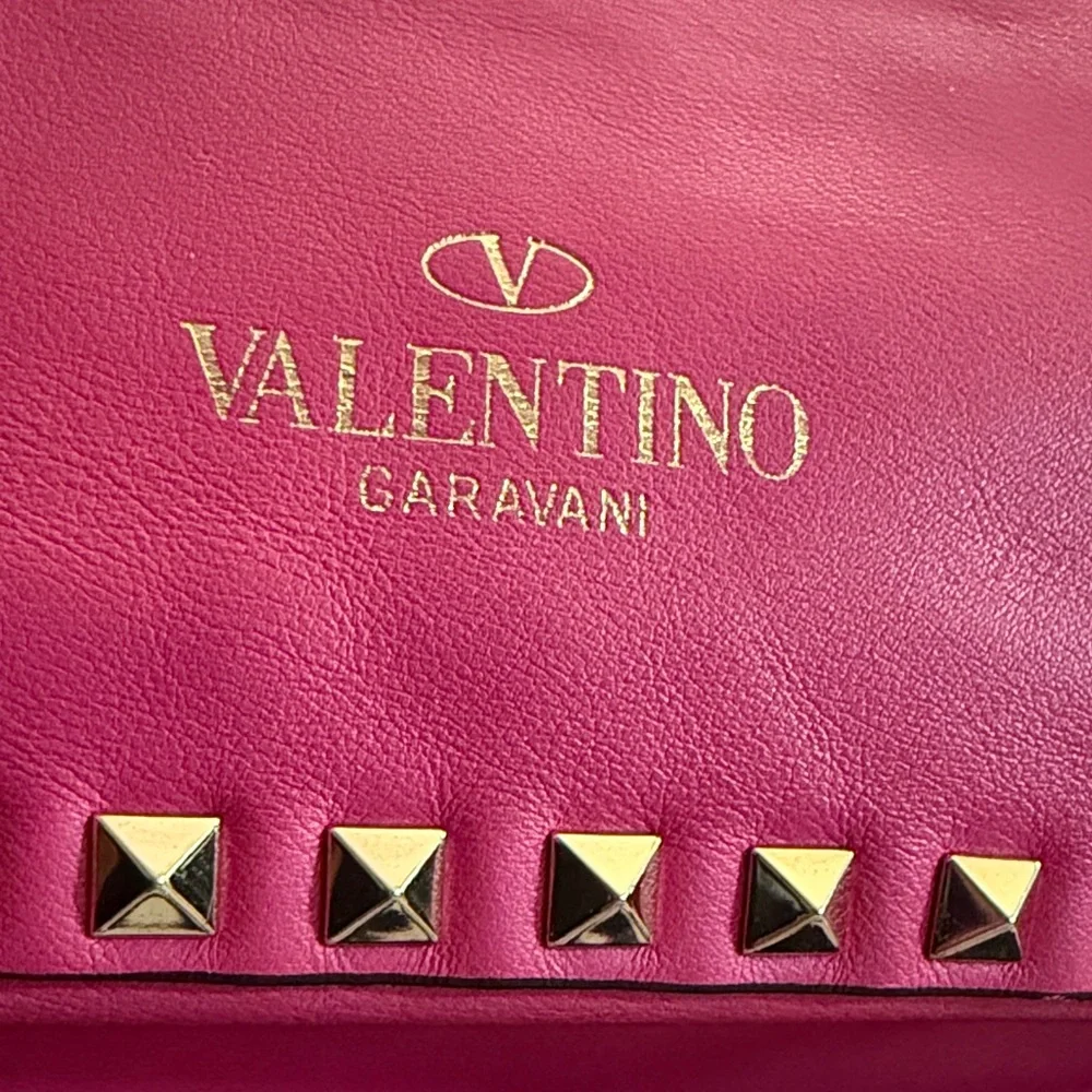 Valentino Garavani Gold & Pink Studded Handbag with Removable Crossbody Strap - Picture 6 of 16